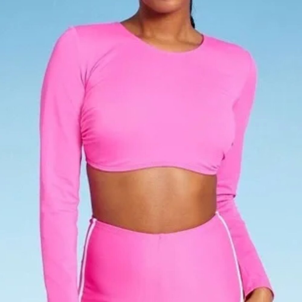 Excellent Condition, SZ M, Long Sleeve Open Back Rashguard, Pink